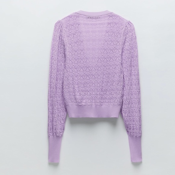 🍇🍷HP🍷🍇 𝗡𝗪𝗧 𝗭𝗮𝗿𝗮 • Pointelle Knit Jacket - Picture 3 of 11